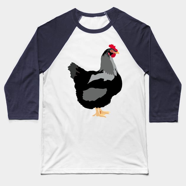 Black Backyard Chicken Baseball T-Shirt by KA Textiles and Designs